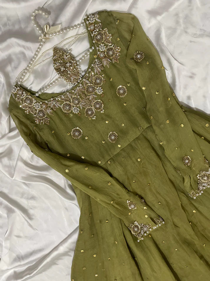 Elara Regal Handwork Flared Maxi